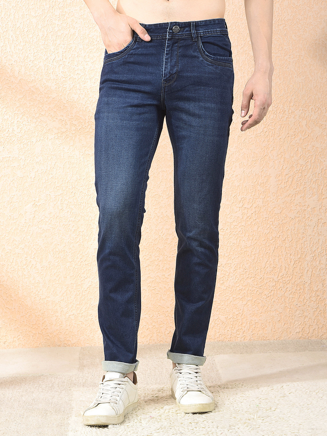 donlay navy blue narrow-fit jeans