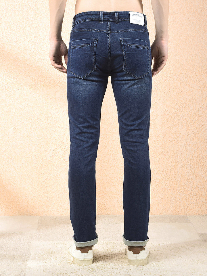 donlay navy blue narrow-fit jeans