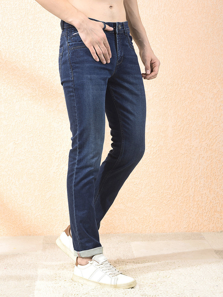 donlay navy blue narrow-fit jeans