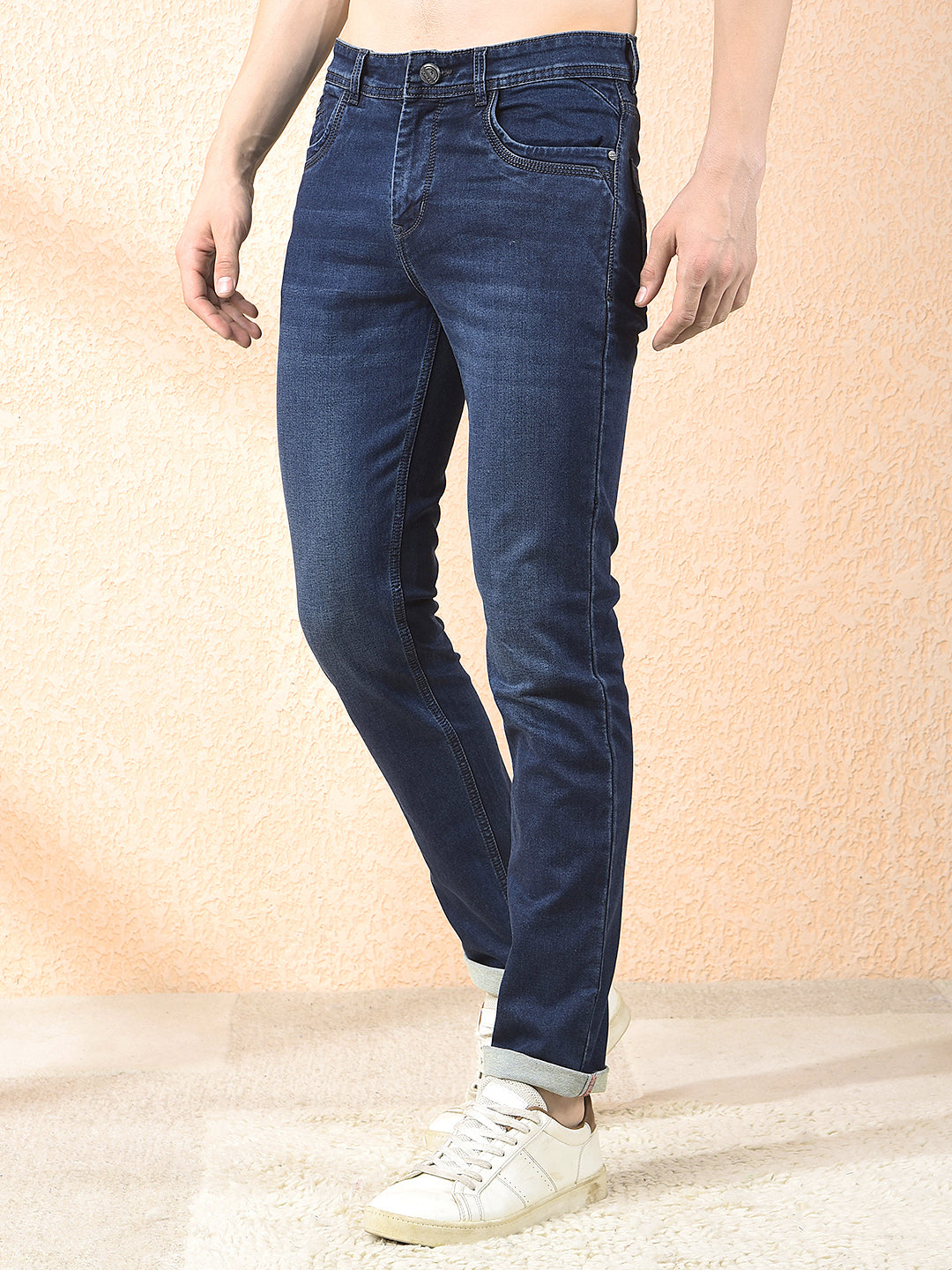 donlay navy blue narrow-fit jeans