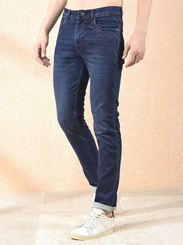 donlay navy blue narrow-fit jeans