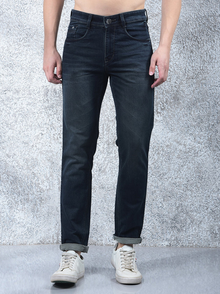 donlay navy blue narrow-fit jeans