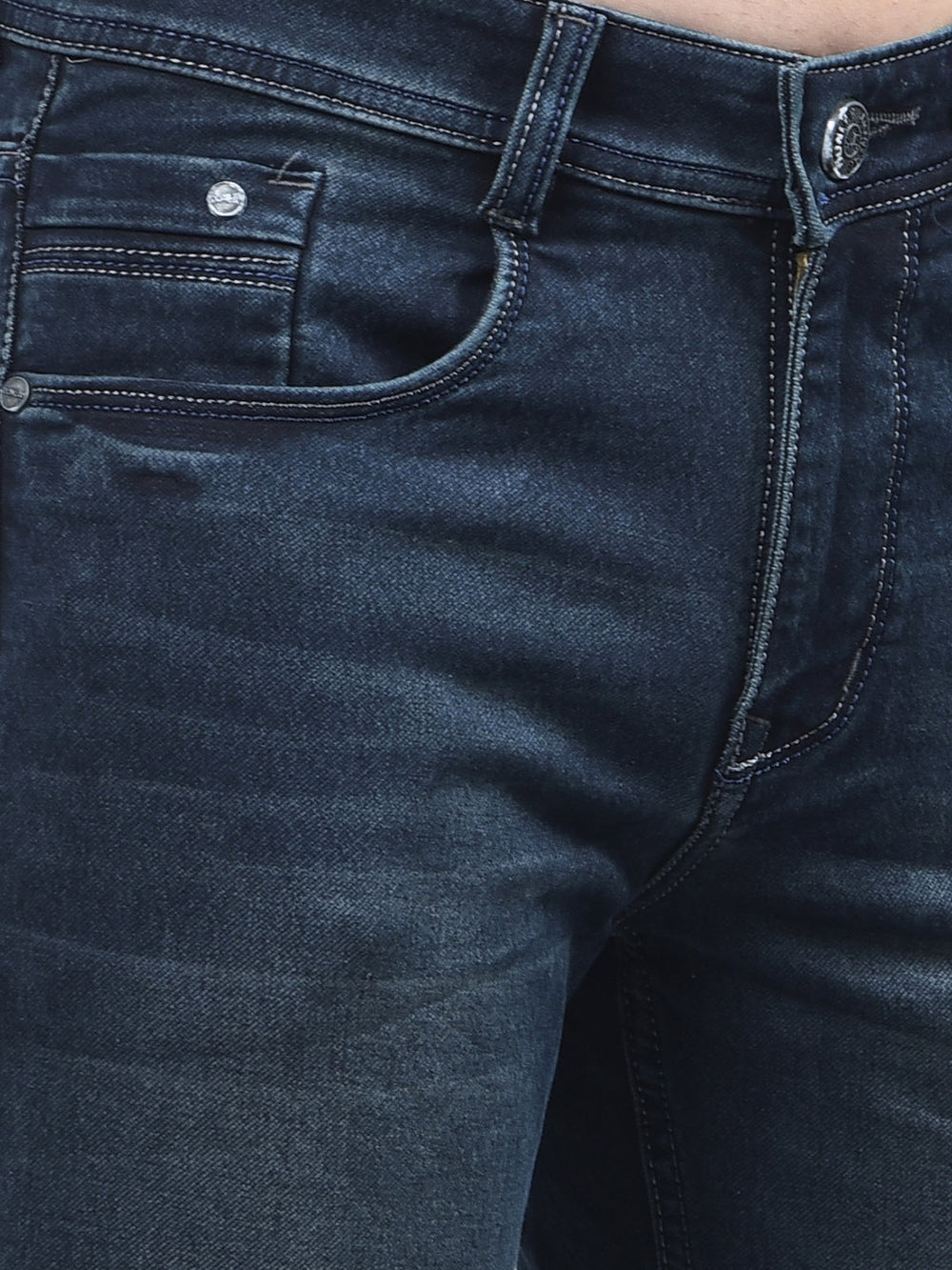 donlay navy blue narrow-fit jeans