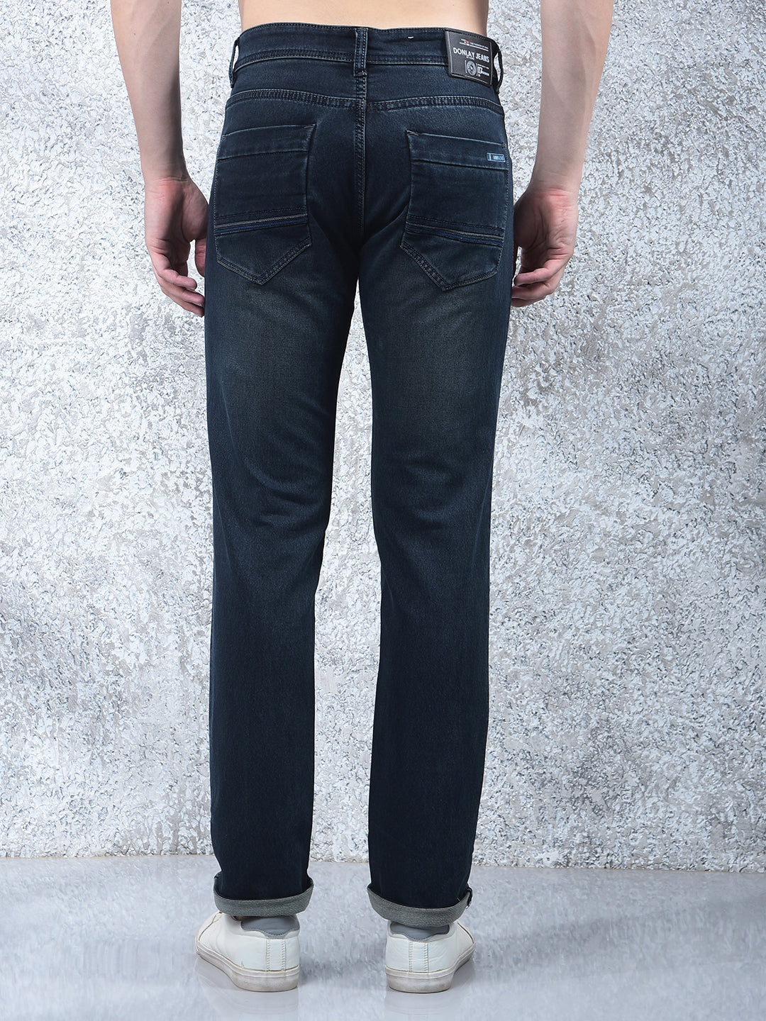 donlay navy blue narrow-fit jeans