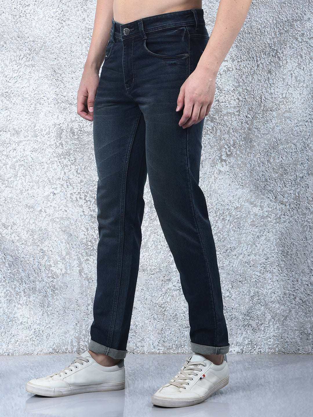 donlay navy blue narrow-fit jeans