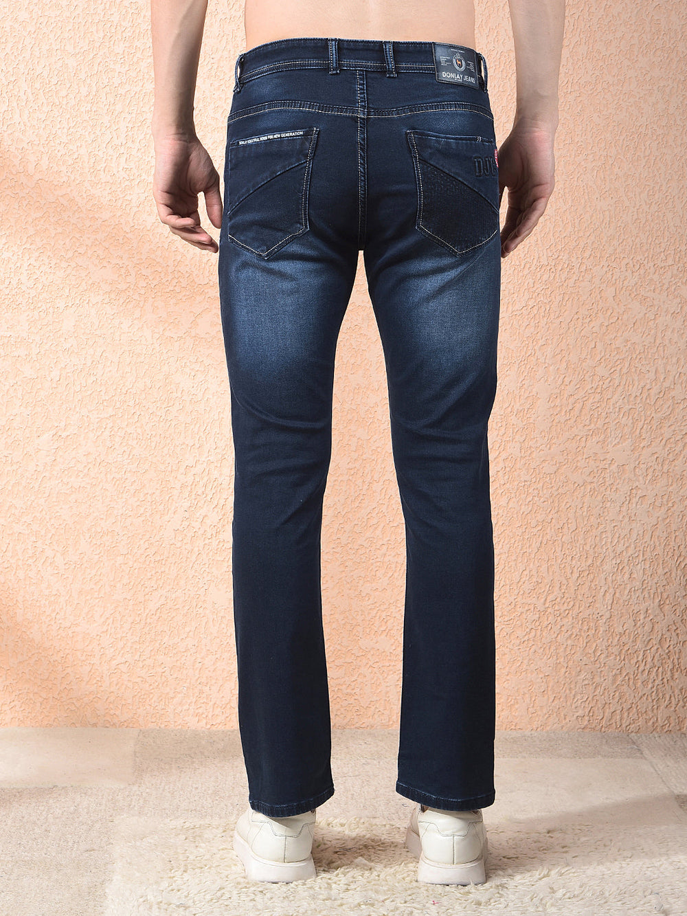 donlay navy blue straight-fit jeans