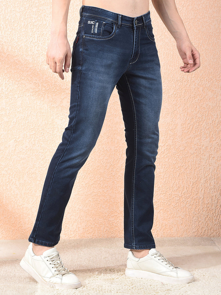 donlay navy blue straight-fit jeans