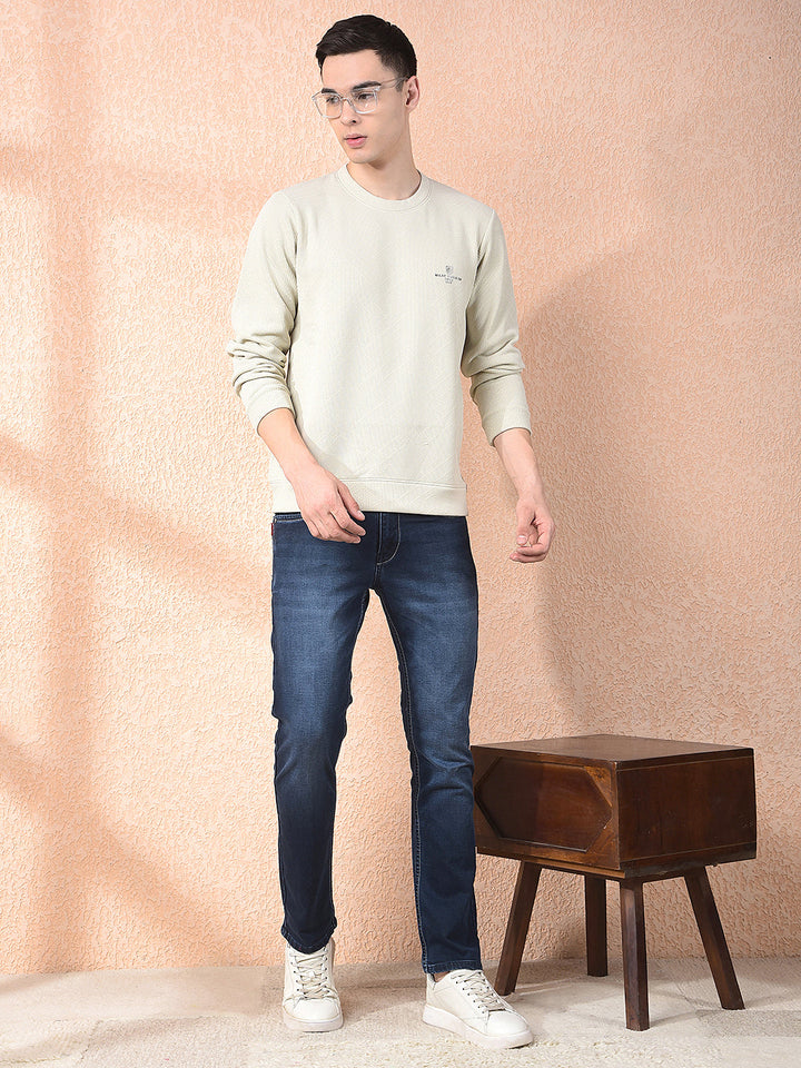 DONLAY NAVY BLUE STRAIGHT-FIT JEANS