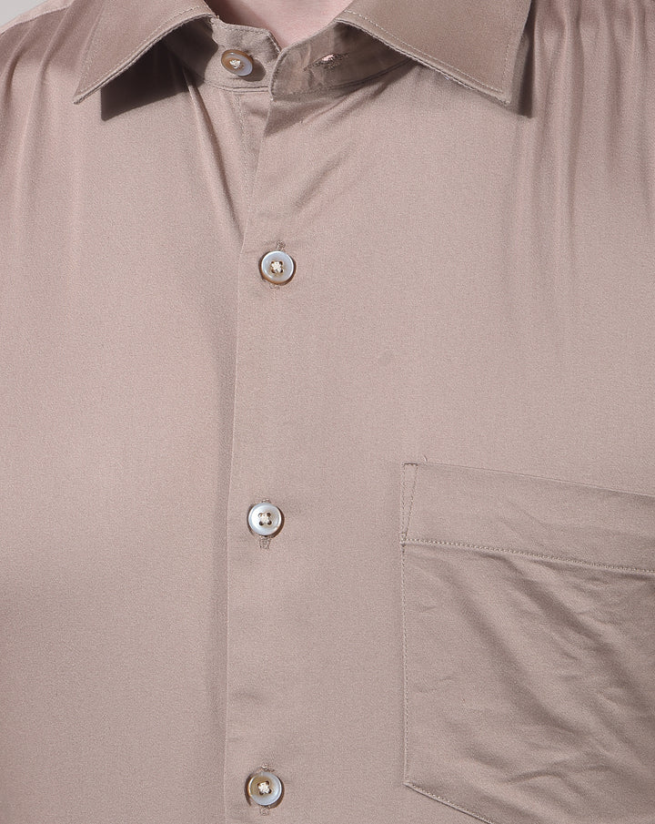 DONLAY BROWN SOLID STRETCH-FIT FORMAL SHIRT