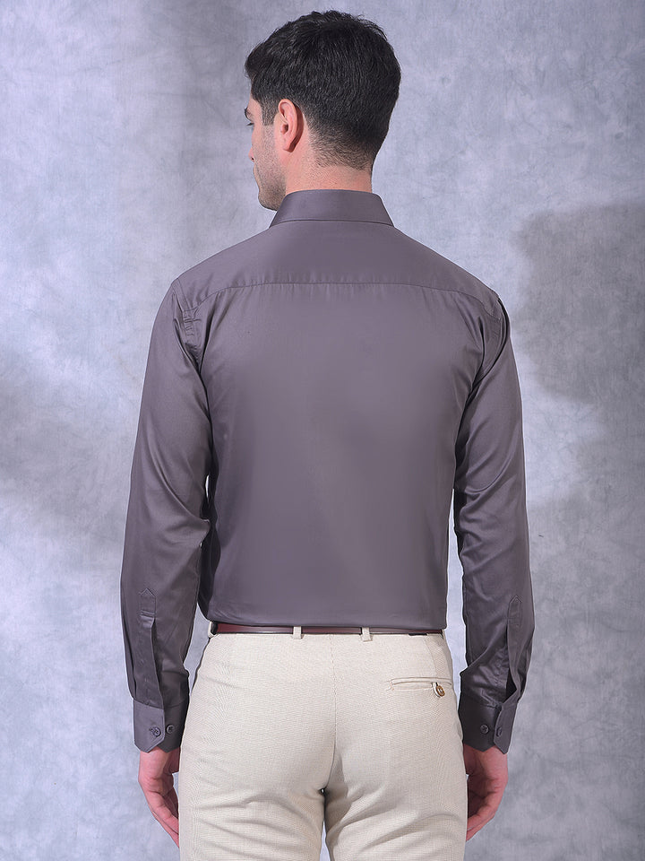 donlay grey solid slim-fit formal shirt