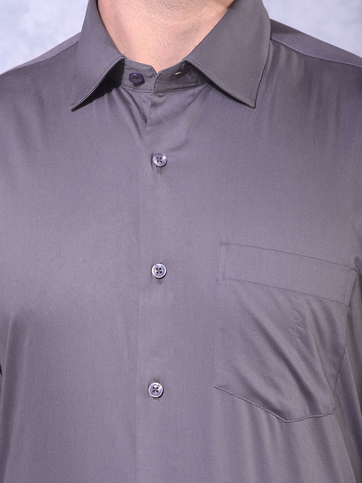 DONLAY GREY SOLID SLIM-FIT FORMAL SHIRT