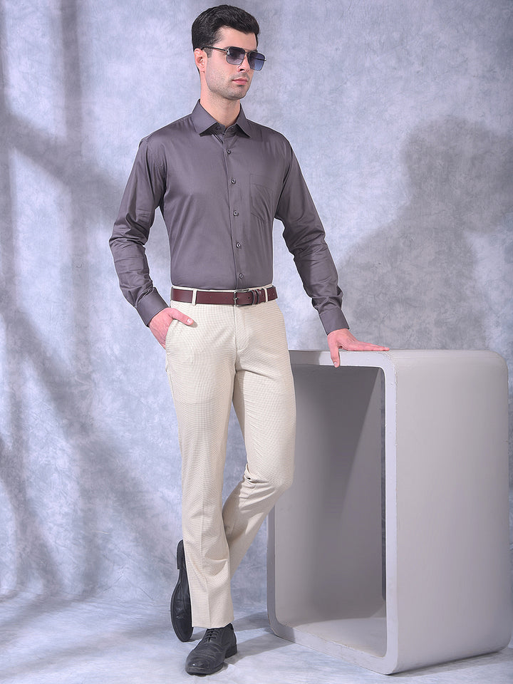 DONLAY GREY SOLID SLIM-FIT FORMAL SHIRT