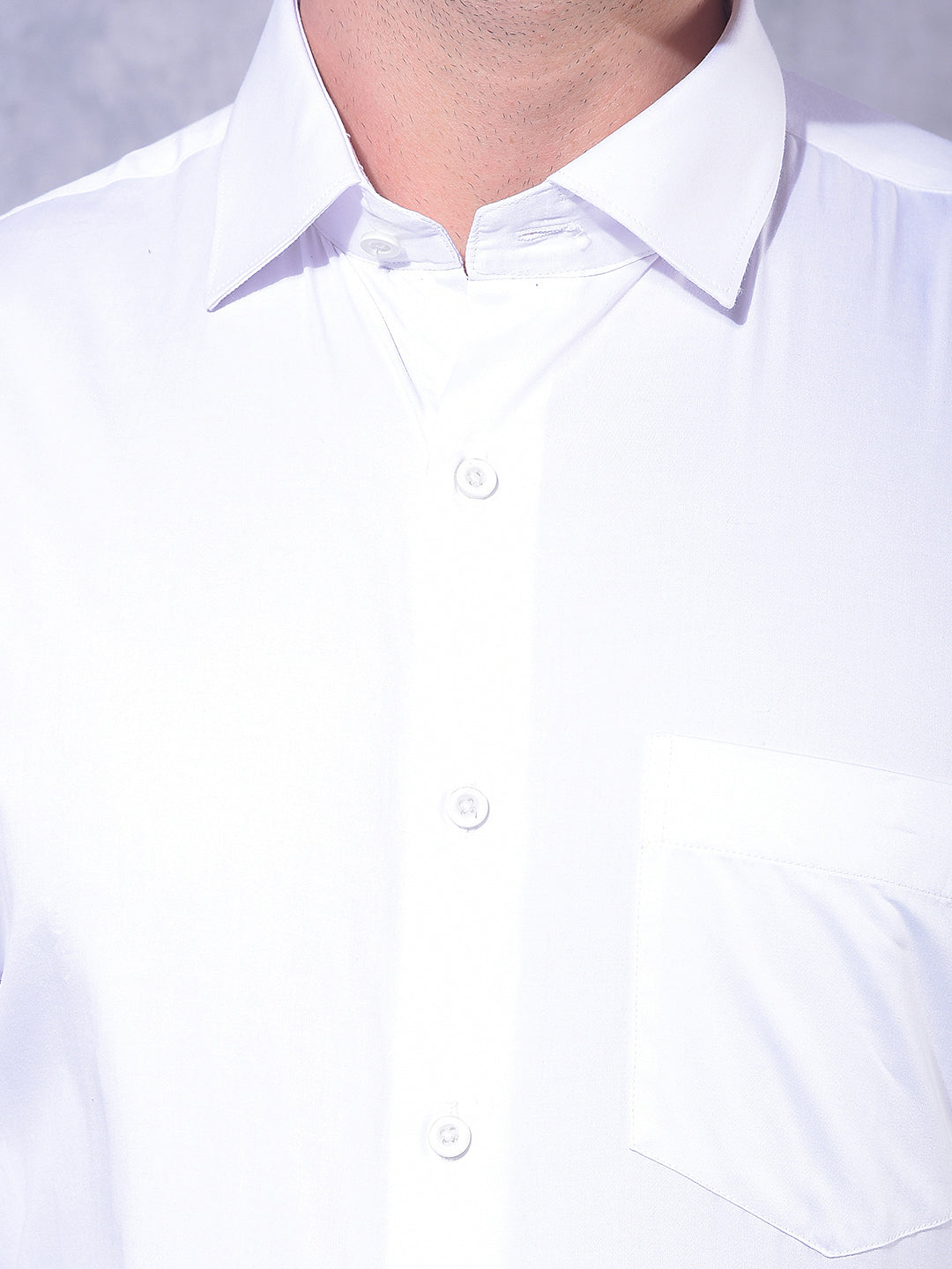 DONLAY WHITE SOLID SLIM-FIT FORMAL SHIRT