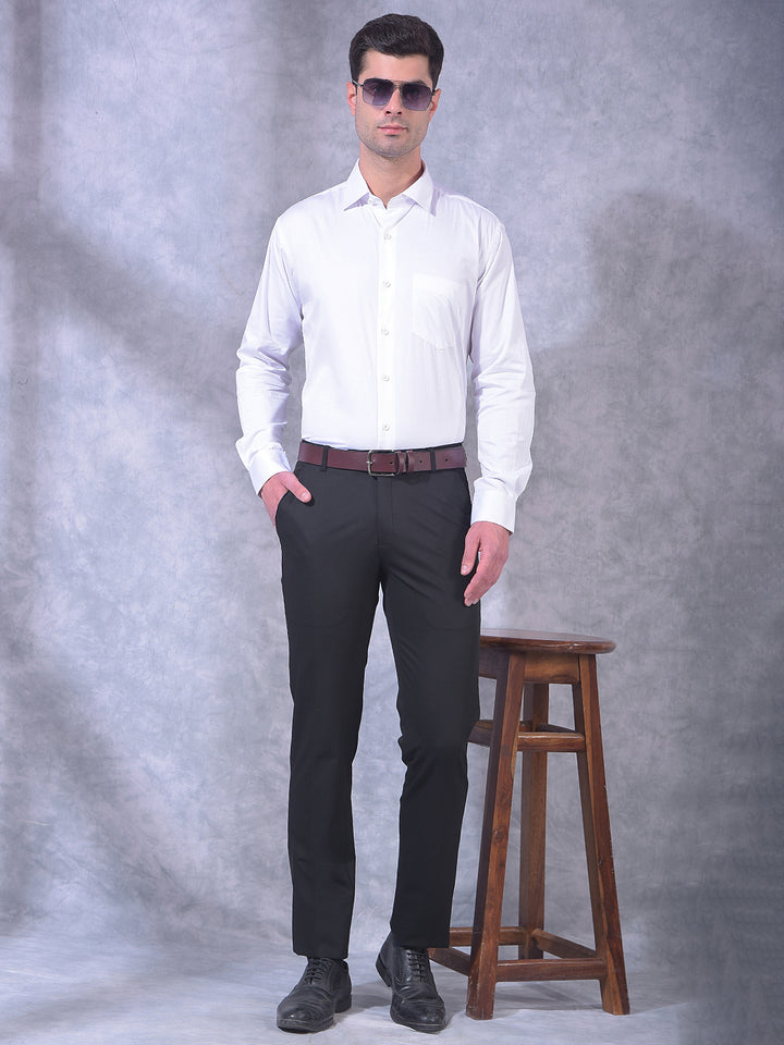DONLAY WHITE SOLID SLIM-FIT FORMAL SHIRT
