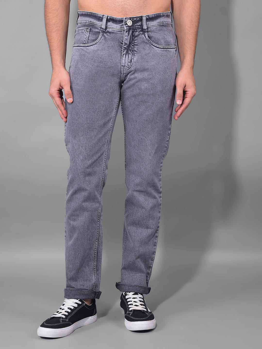 cobb washed grey straight fit premium jeans
