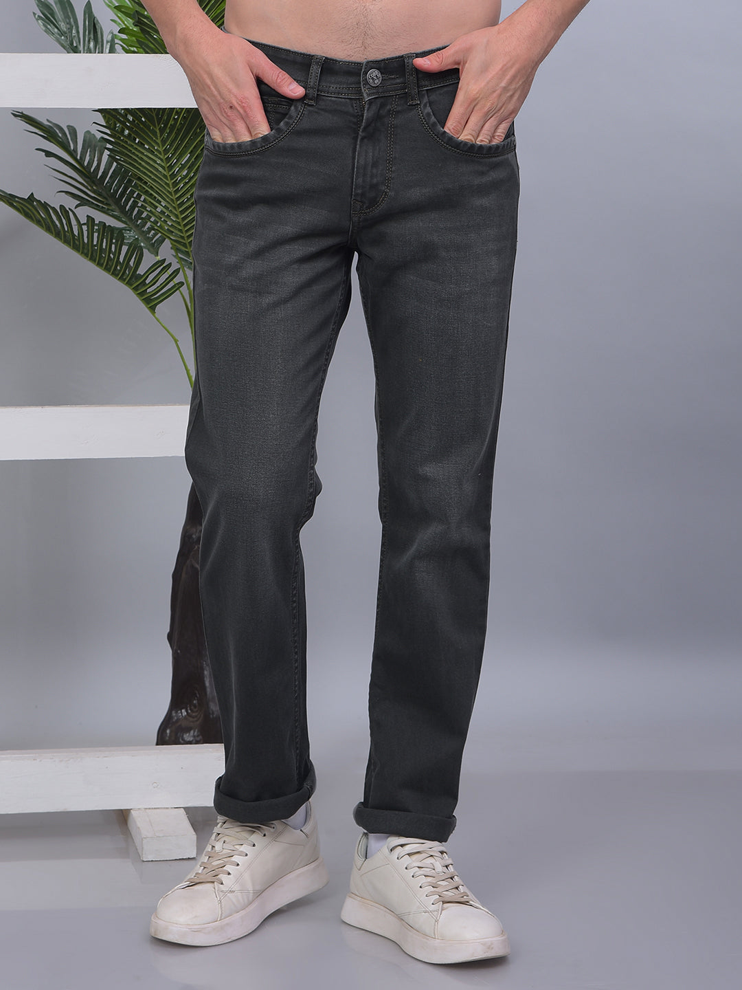 cobb dark olive straight-fit premium jeans