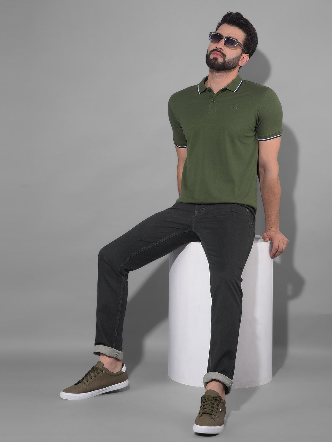 COBB Dark Olive Narrow Fit Premium Jeans