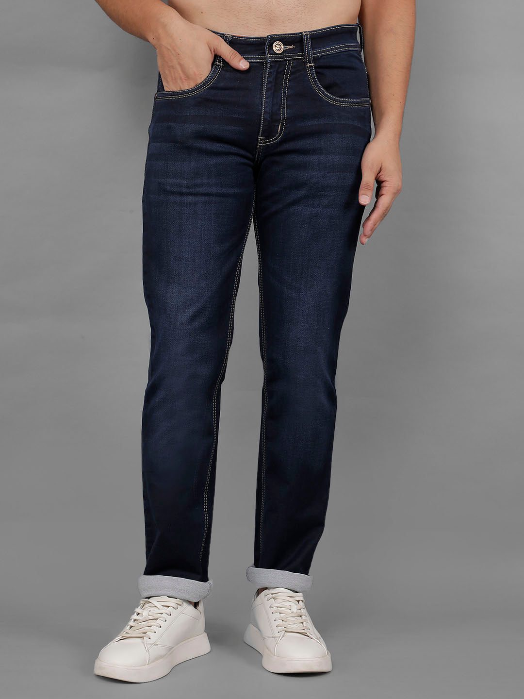 Cobb Navy Blue Straight Fit Premium Jeans | Buy Jeans Online