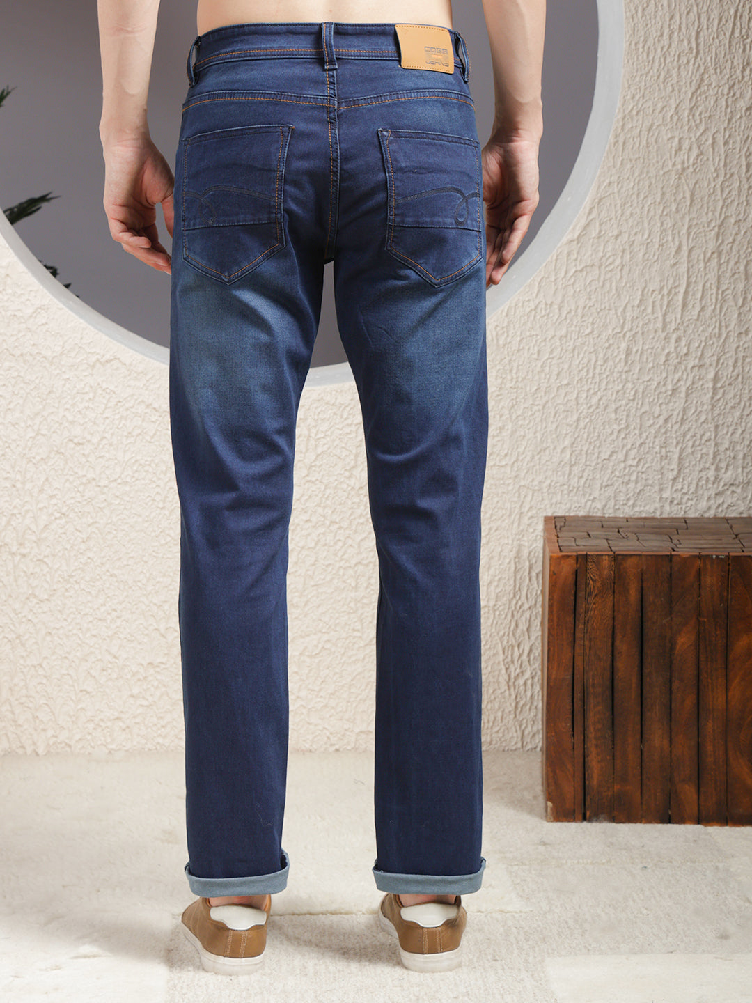 cobb navy blue straight-fit premium jeans