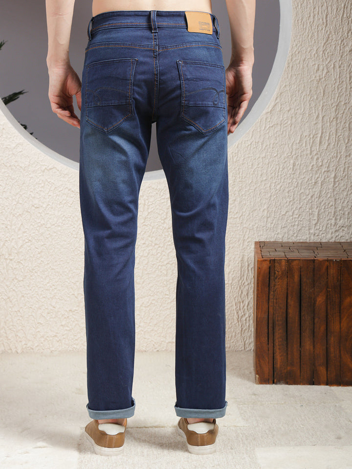 cobb navy blue straight-fit premium jeans