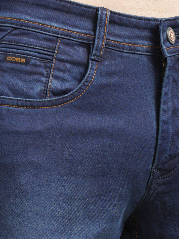 cobb navy blue straight-fit premium jeans