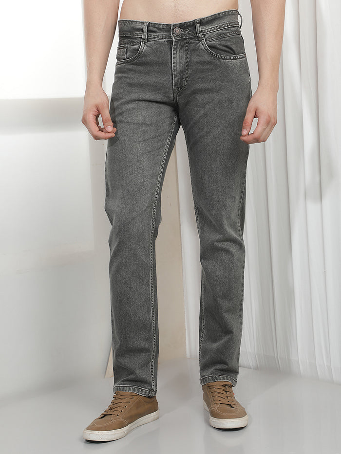 grey straight-fit premium jeans