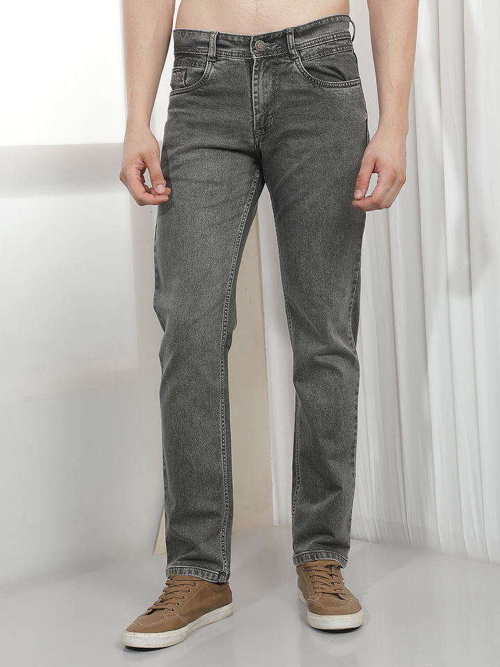 grey straight-fit premium jeans