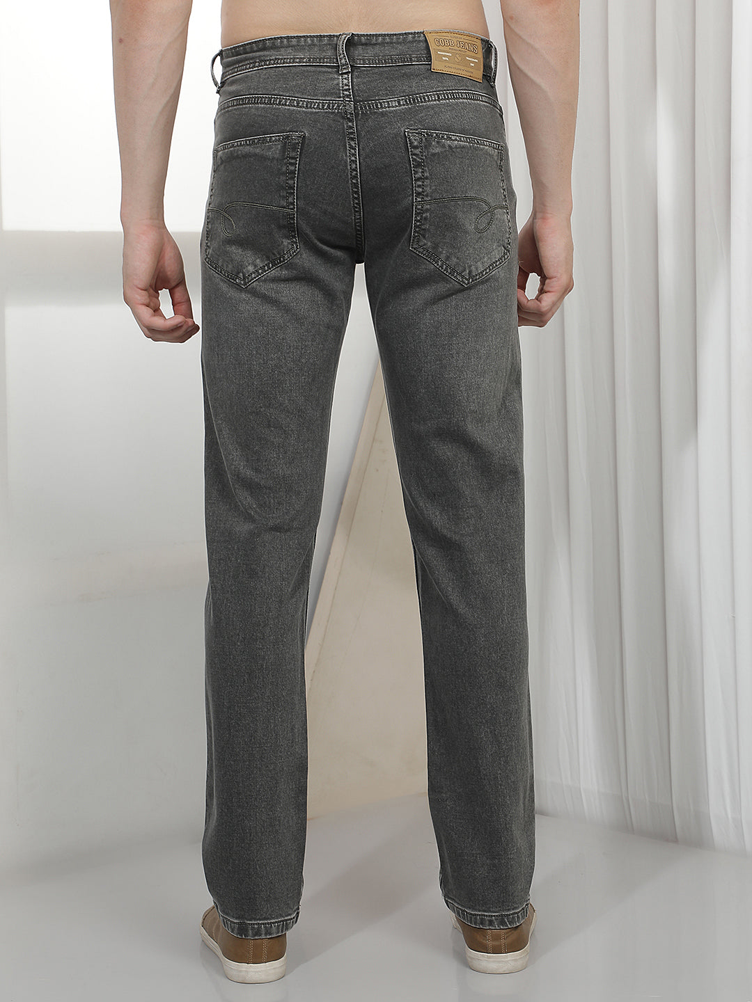 grey straight-fit premium jeans
