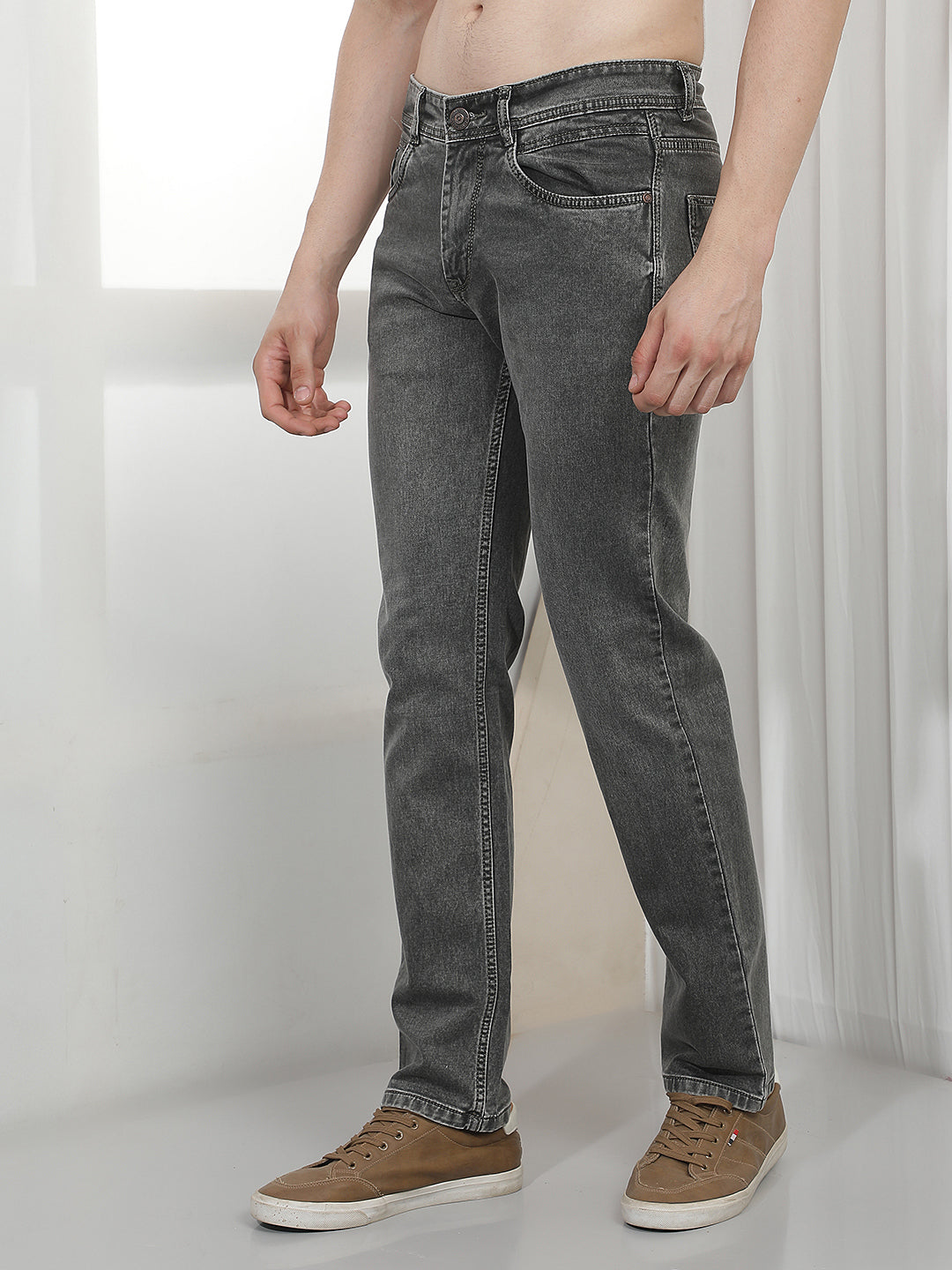 grey straight-fit premium jeans