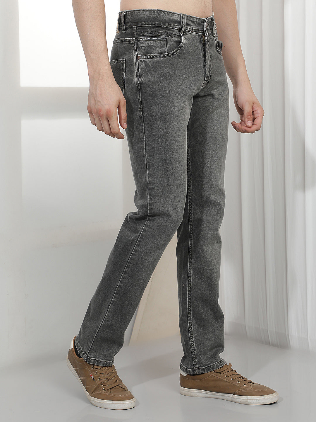 grey straight-fit premium jeans