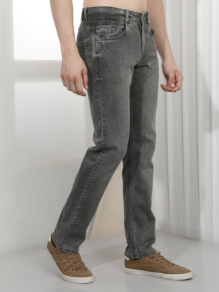 grey straight-fit premium jeans