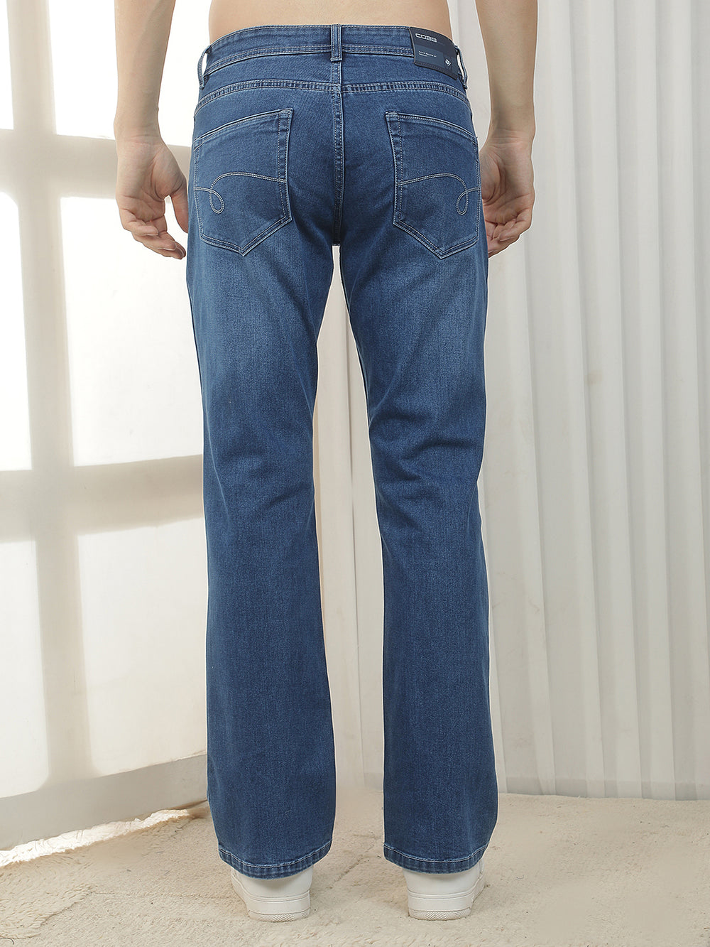 blue boot-cut premium jeans