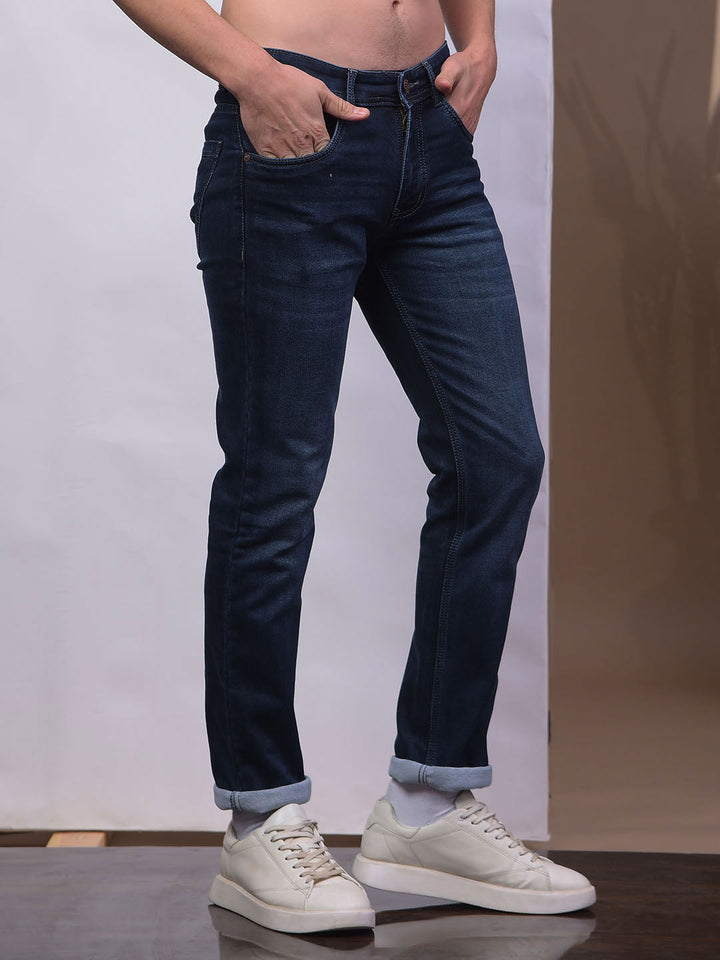 COBB NAVY BLUE NARROW-FIT PREMIUM JEANS