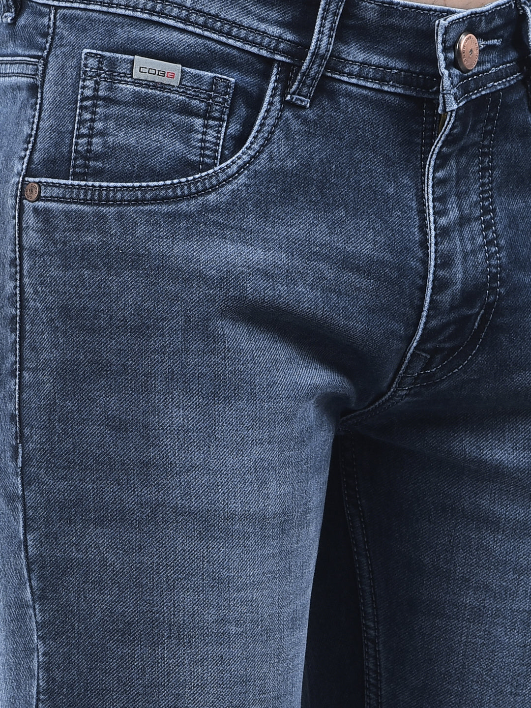 cobb denim blue narrow-fit premium jeans