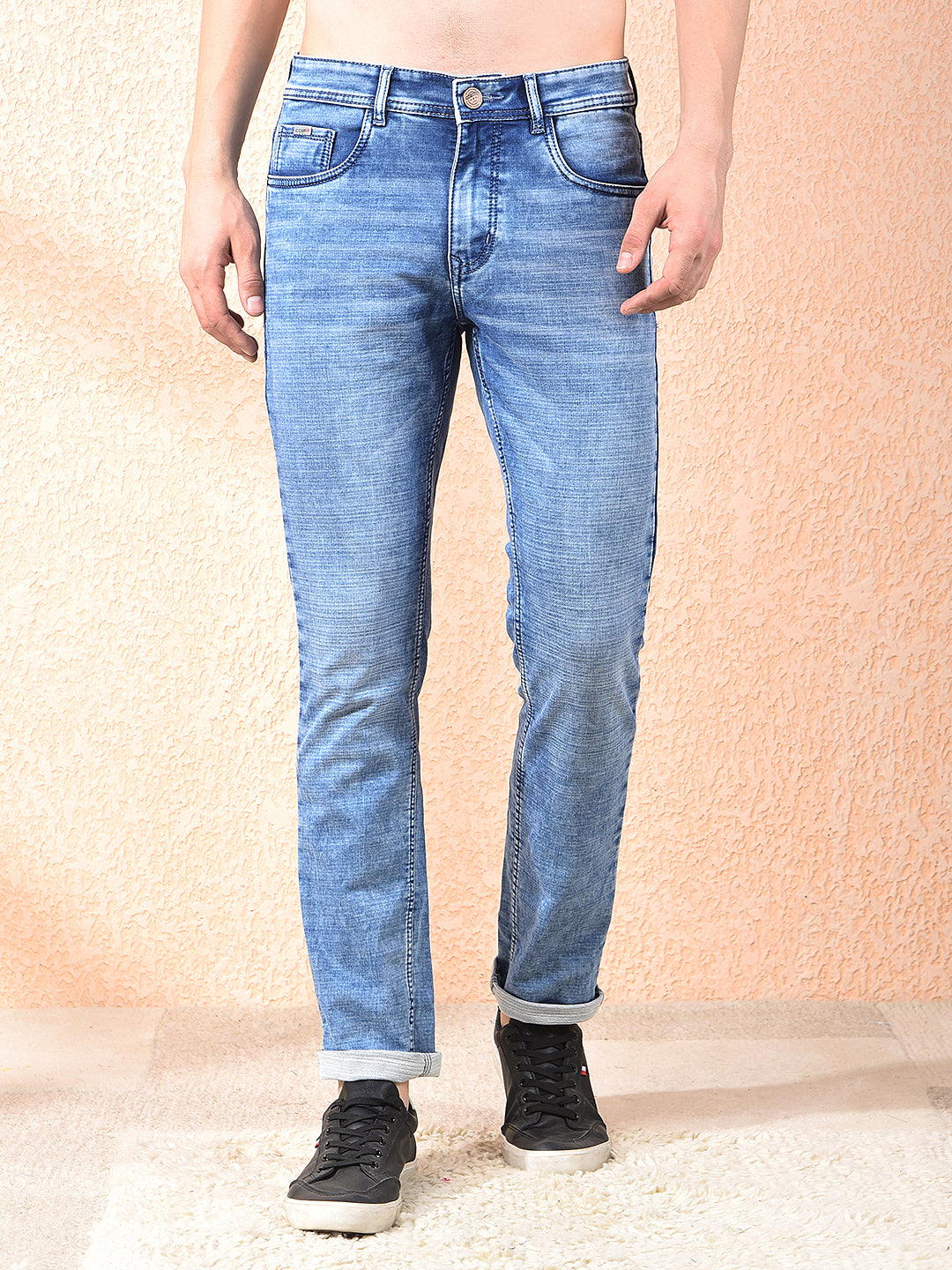 cobb washed blue narrow-fit premium jeans