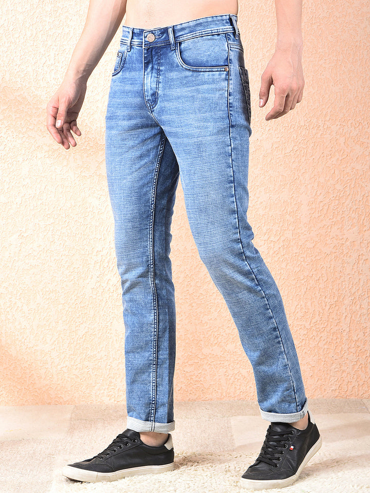 cobb washed blue narrow-fit premium jeans
