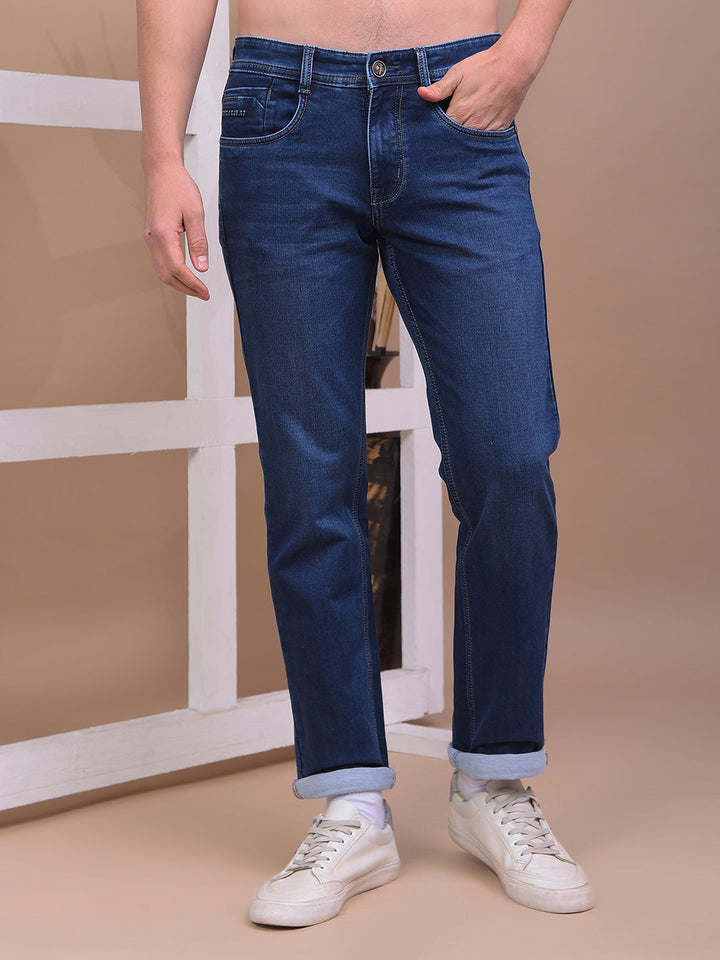 cobb dark blue straight-fit premium jeans