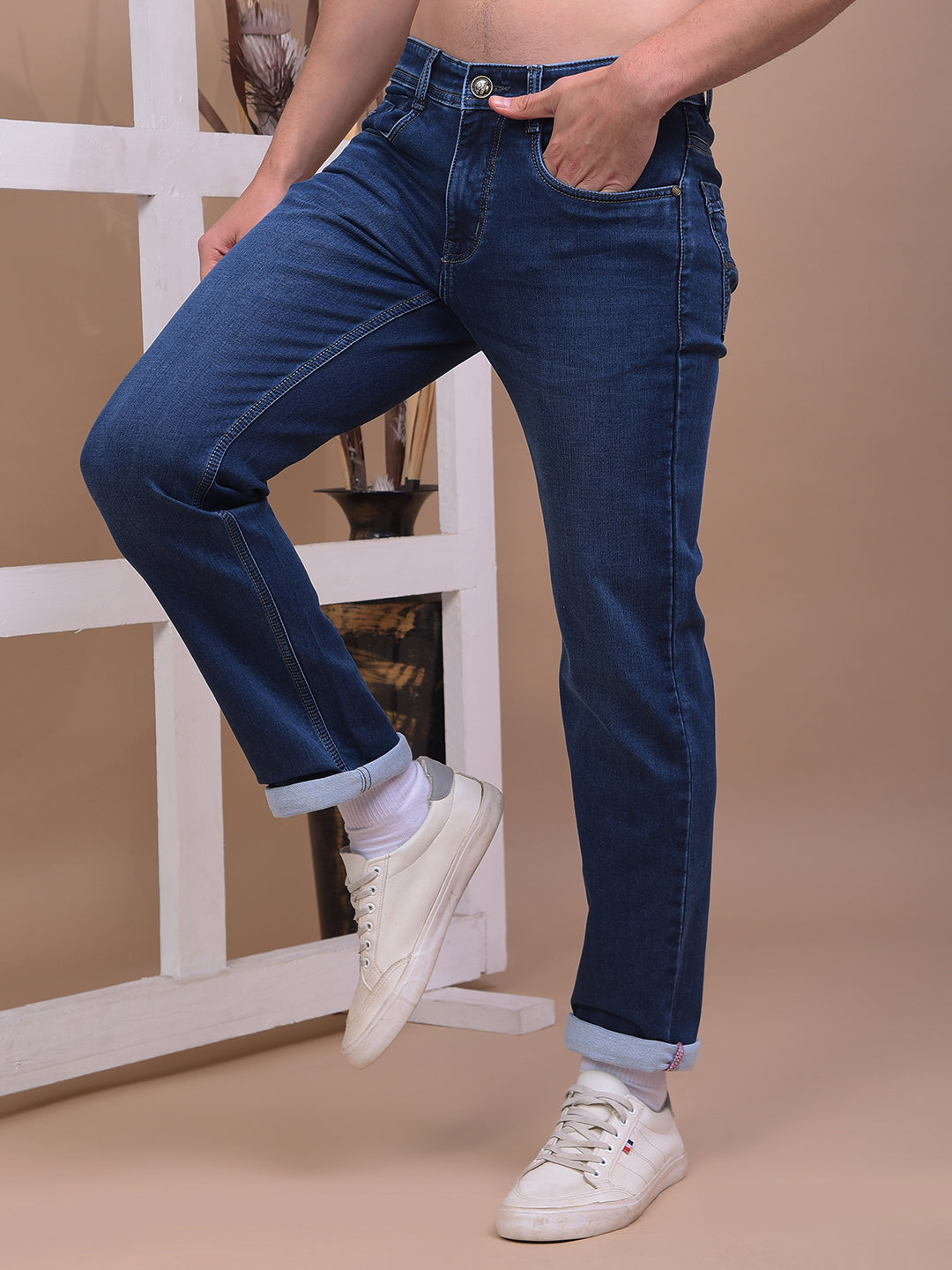 cobb dark blue straight-fit premium jeans