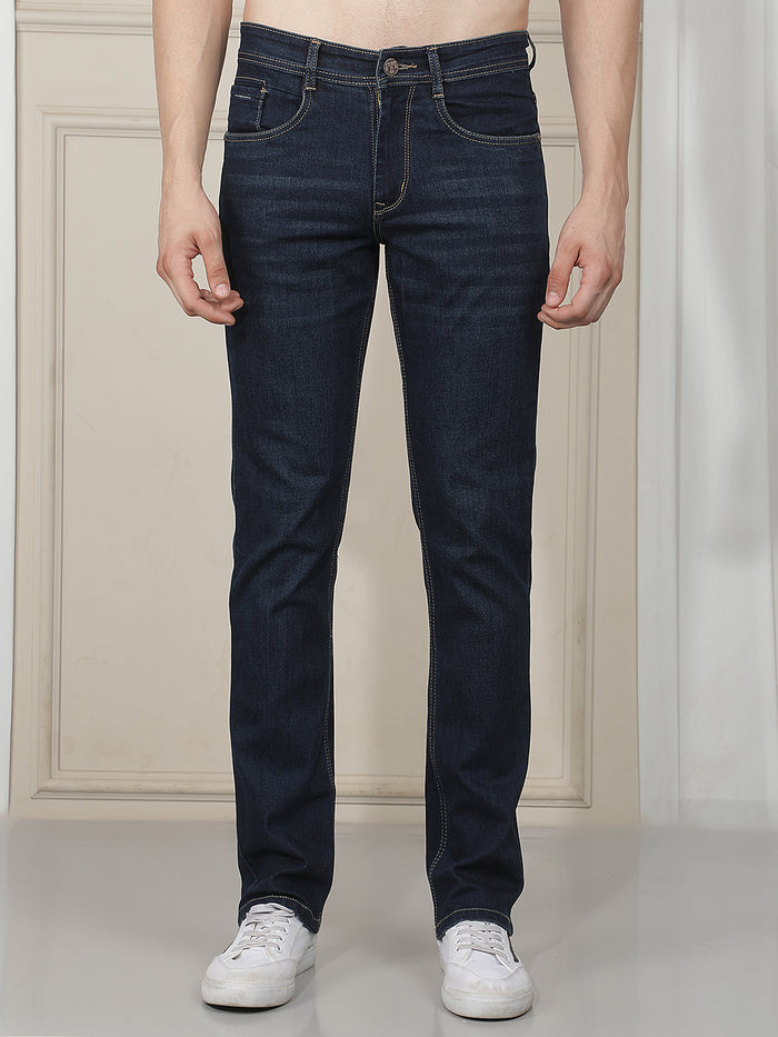 navy straight-fit premium jeans