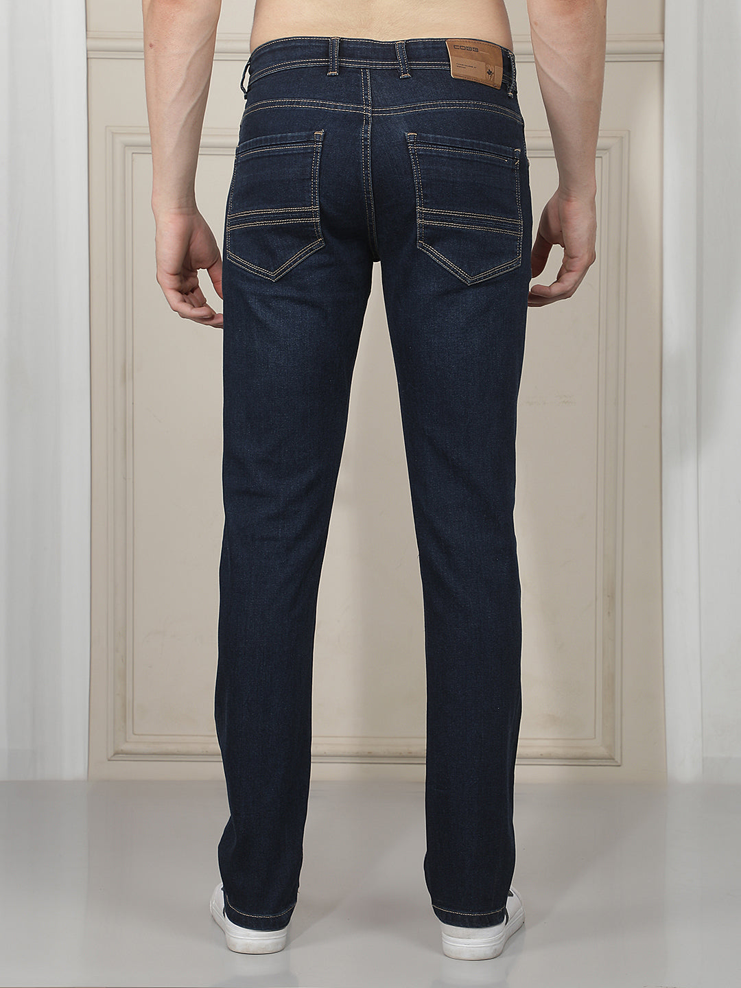 navy straight-fit premium jeans