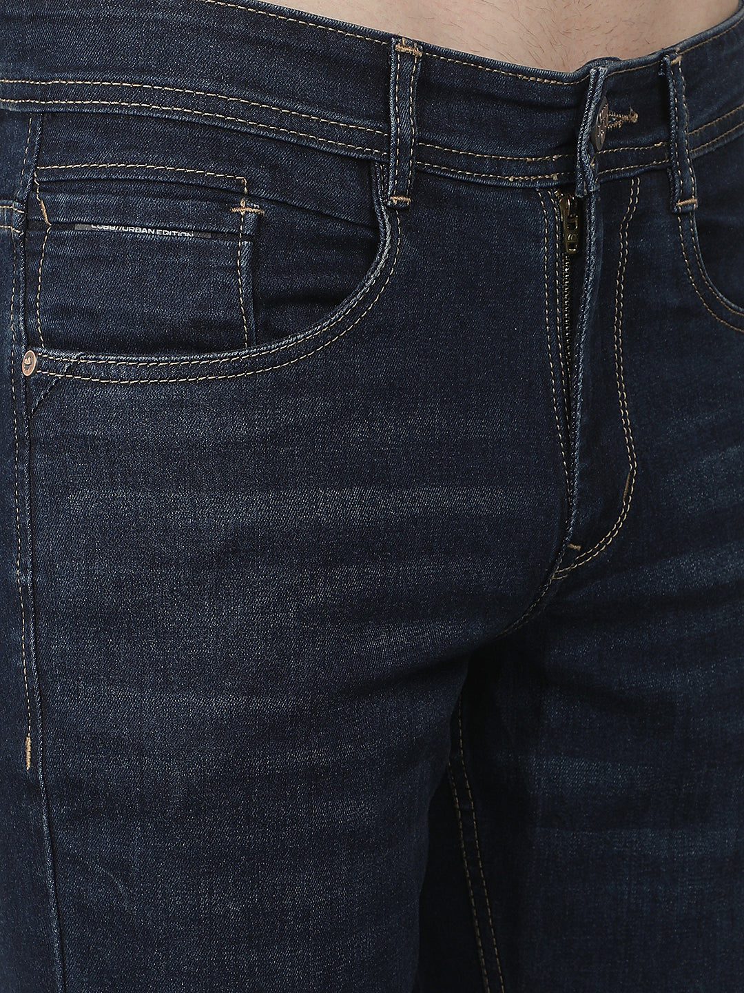 navy straight-fit premium jeans