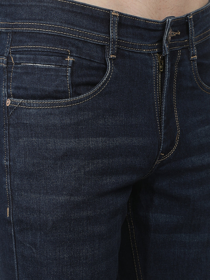 navy straight-fit premium jeans