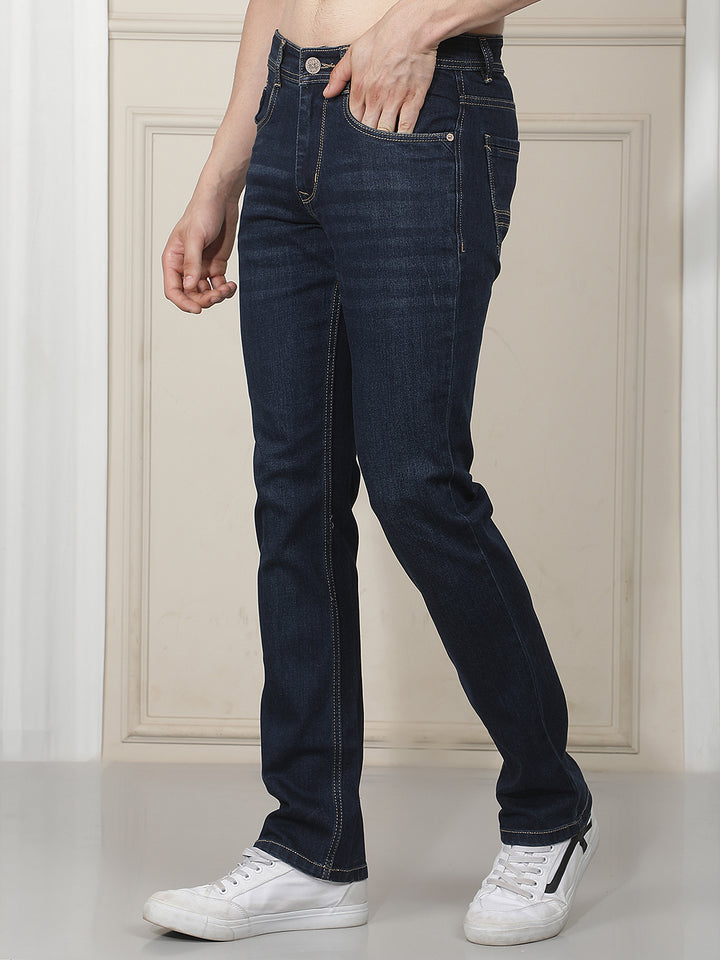 navy straight-fit premium jeans