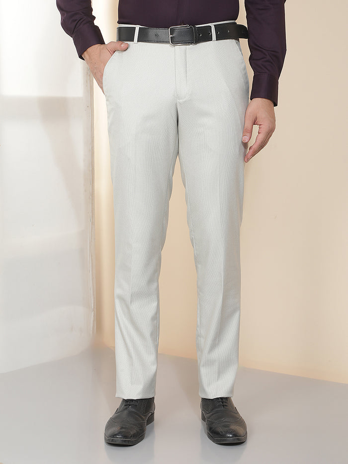 cobb beige solid ultra-fit formal trouser