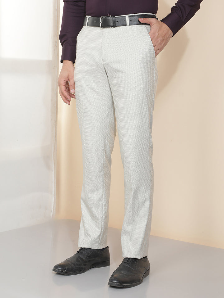 cobb beige solid ultra-fit formal trouser