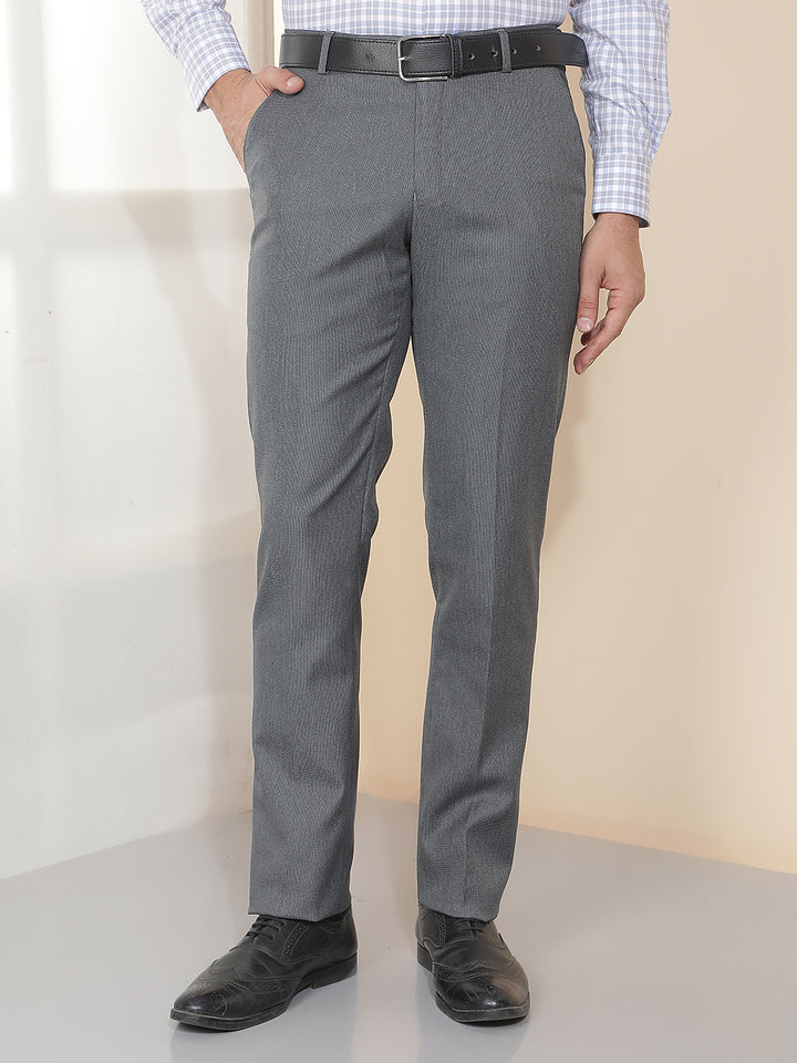 cobb dark grey solid ultra-fit formal trouser