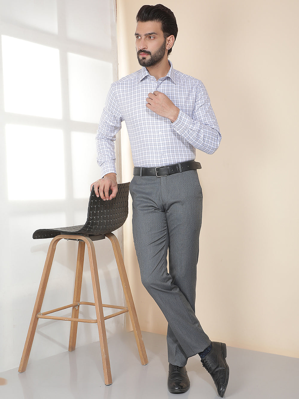 cobb dark grey solid ultra-fit formal trouser
