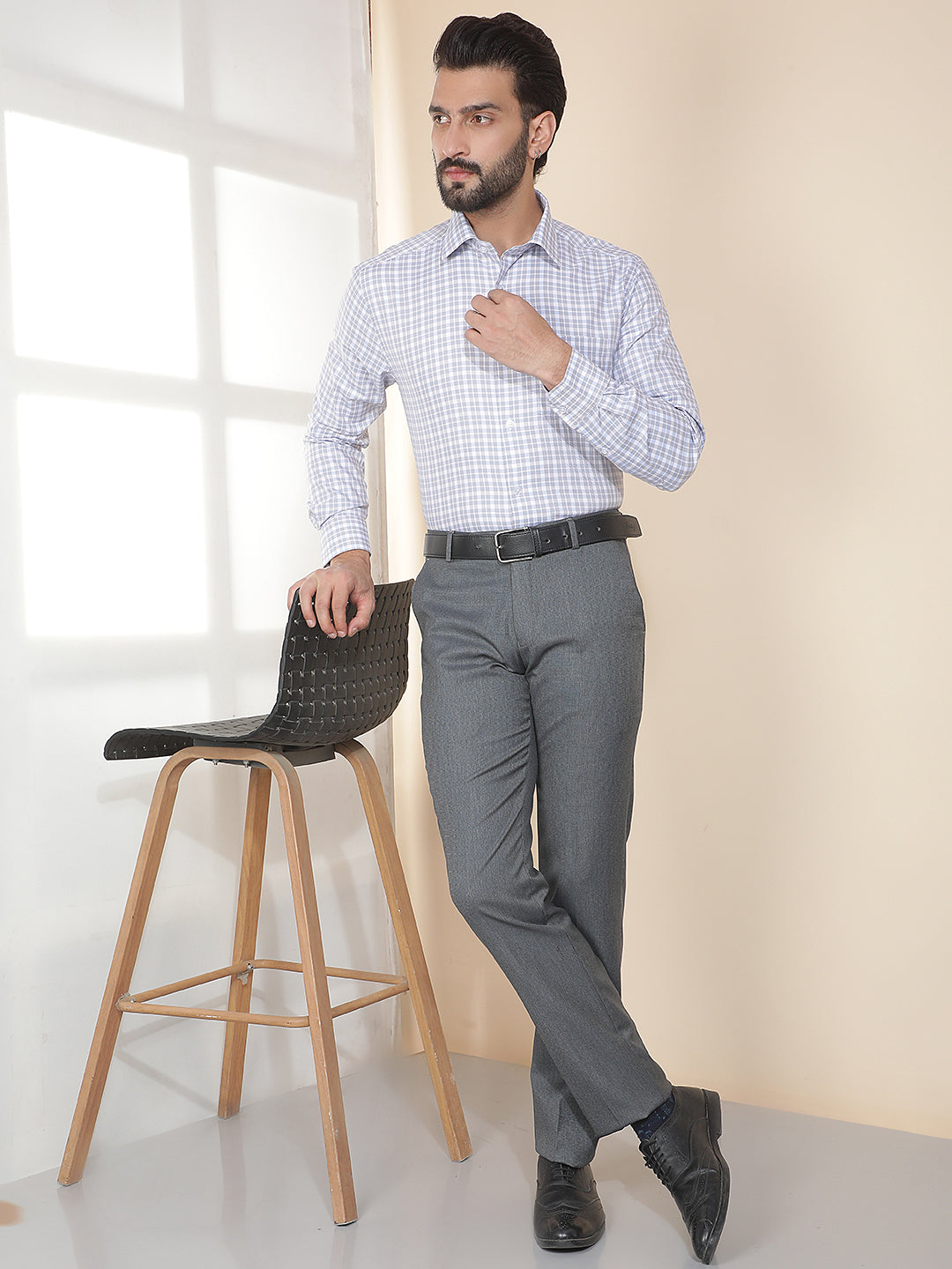 cobb dark grey solid ultra-fit formal trouser
