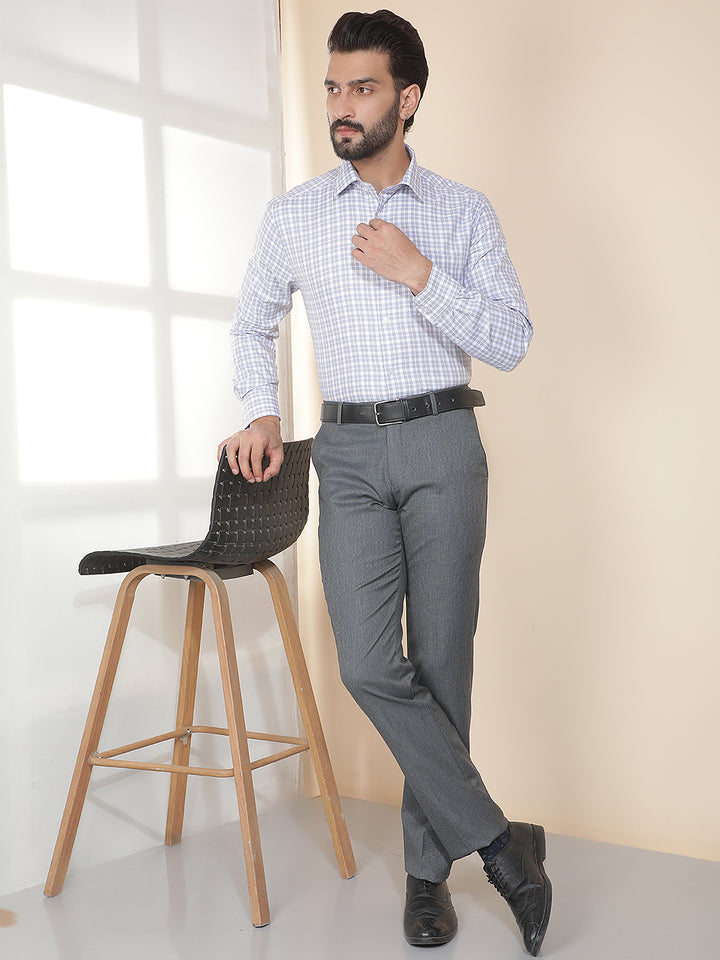 cobb dark grey solid ultra-fit formal trouser