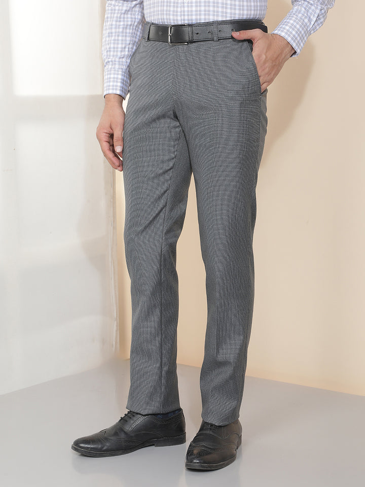 cobb dark grey solid ultra-fit formal trouser